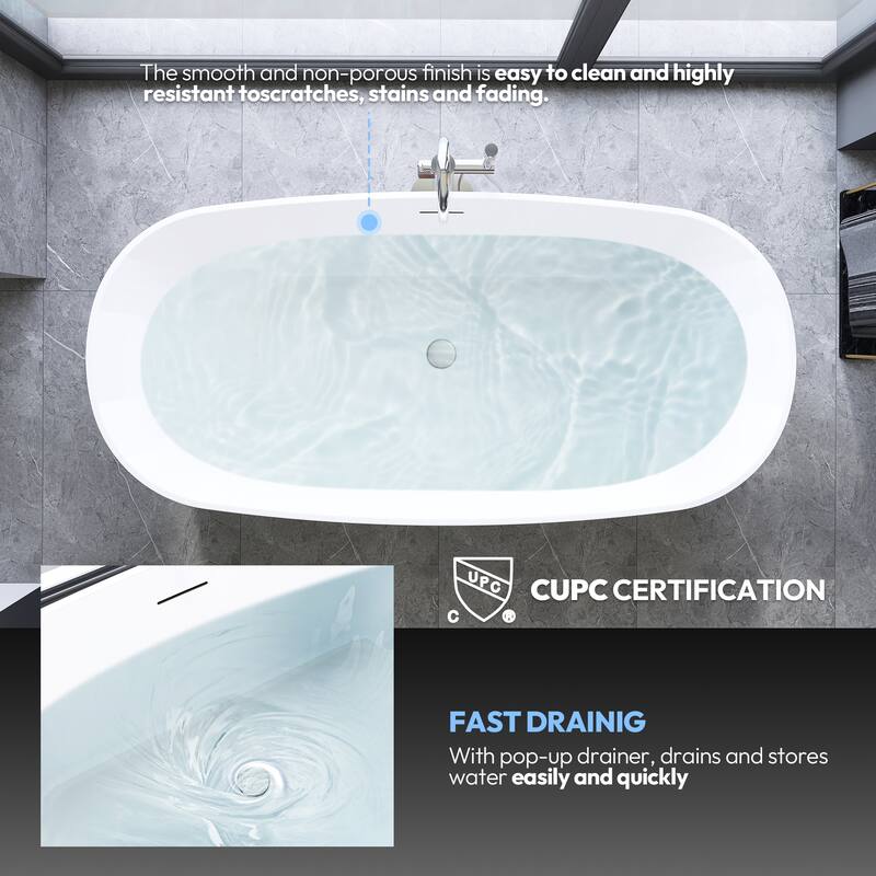 London Freestanding Acrylic Soaking Bathtub