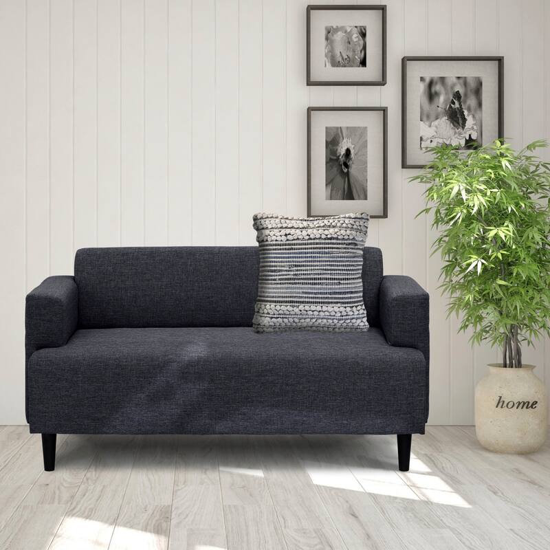 Sevita Textured Stripe Navy Cotton Blend Throw Pillow