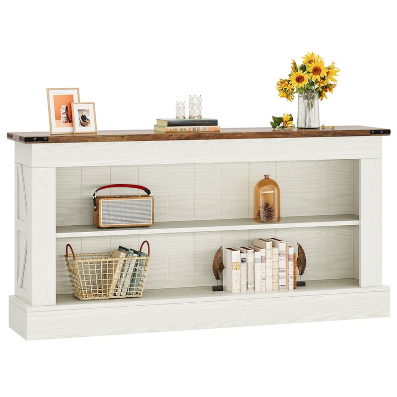63-Inch Long Console Table with Shelf, 3 Tier Modern Entryway Table