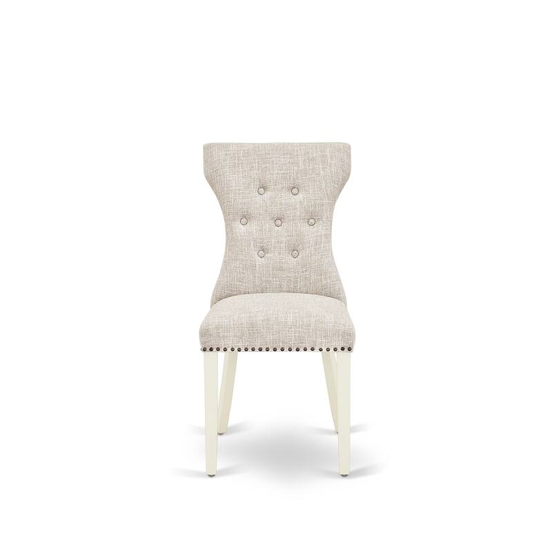 East West Furniture 5 Piece Dining Table Set- A Round Kitchen Table and 4 Linen Fabric Parson Chairs,(Finish Options)