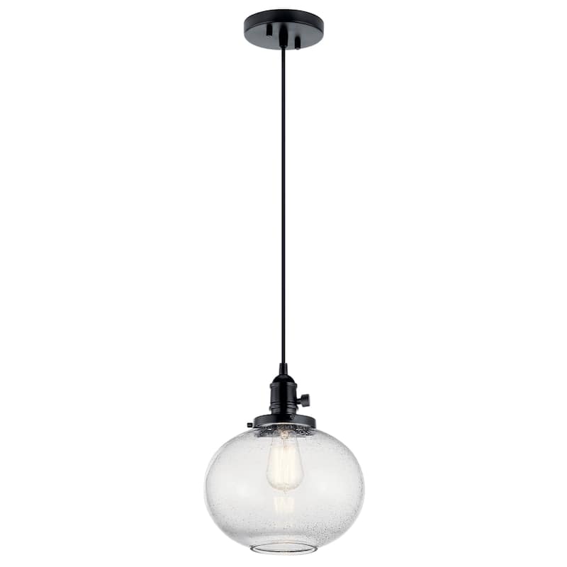 Kichler Lighting Avery 9.75 in. 1-Light Black Globe Mini Pendant Light