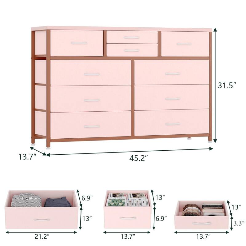 Wide 10 Drawer Dresser for Bedroom