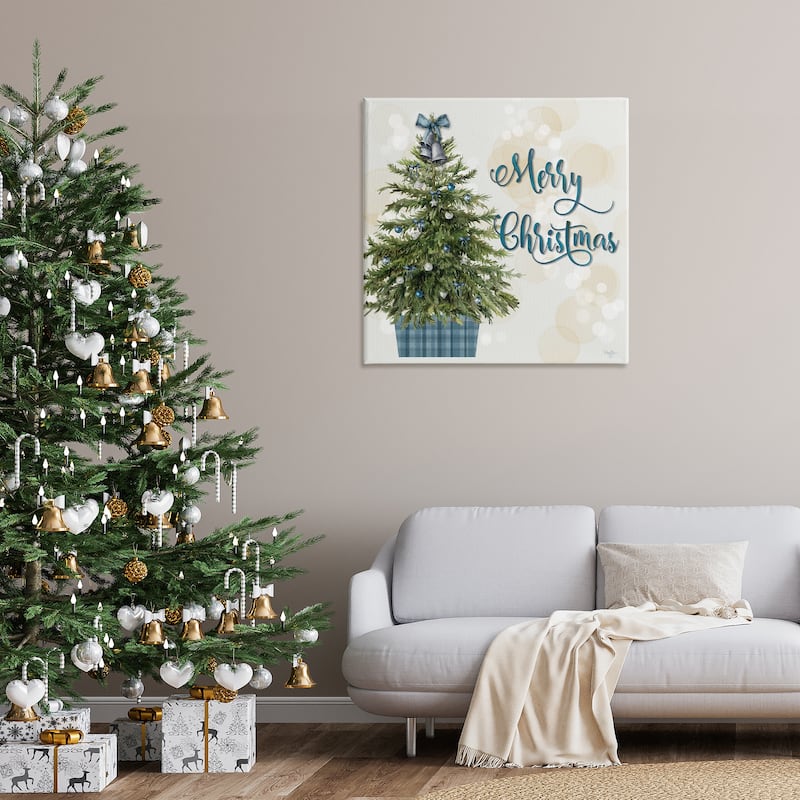 Stupell Christmas Tree in Plaid Stand Canvas Wall Art Design By Mollie B.