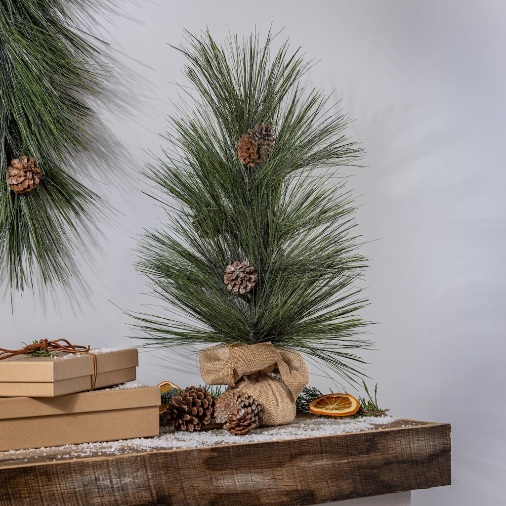 24 in. Shimmering Long Needle Pinecone Tree with Burlap Base - 24 in