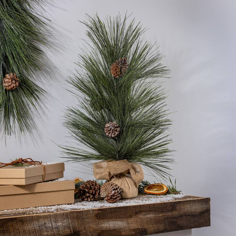 24 in. Shimmering Long Needle Pinecone Tree with Burlap Base - 24 in