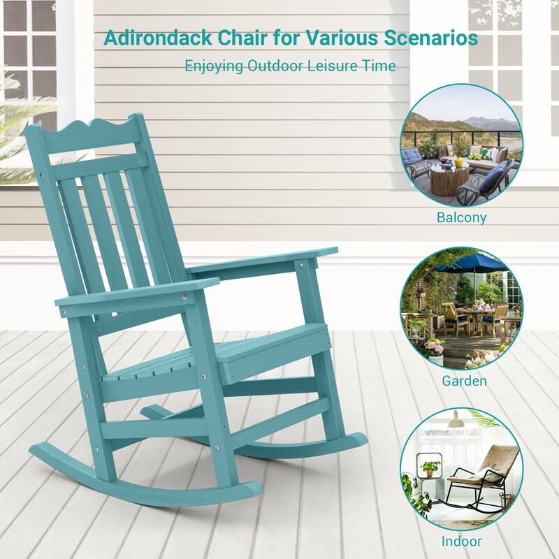 BONOSUKI Patio Adirondack Rocking Chair,Fire Pit Chair Weather Resistant