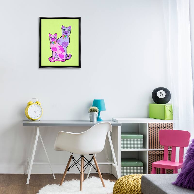 Stupell Funky Bright Cats Framed Floater Canvas Wall Art Design By Katie Conley