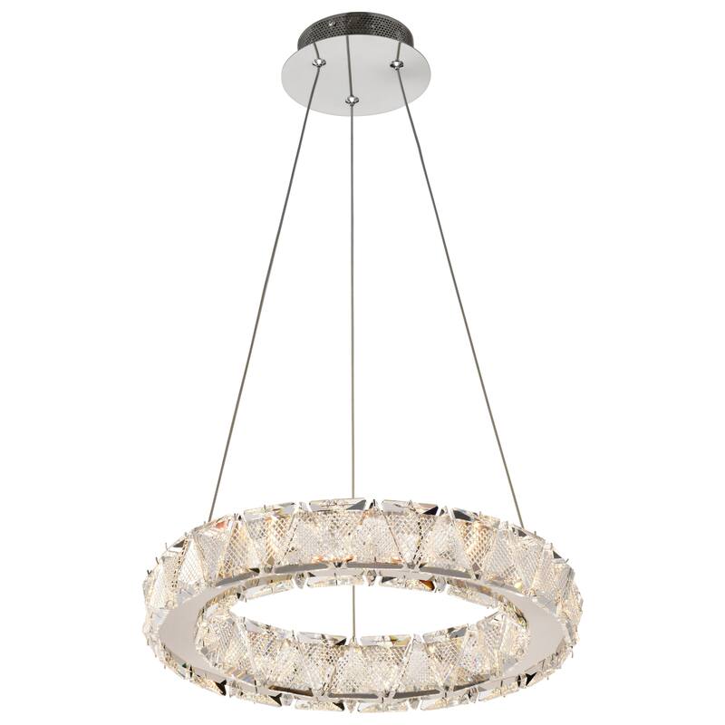 Asher LED 15 Inch Pendant Polished Nickel Finish K9 Crystal - Polished Nickel