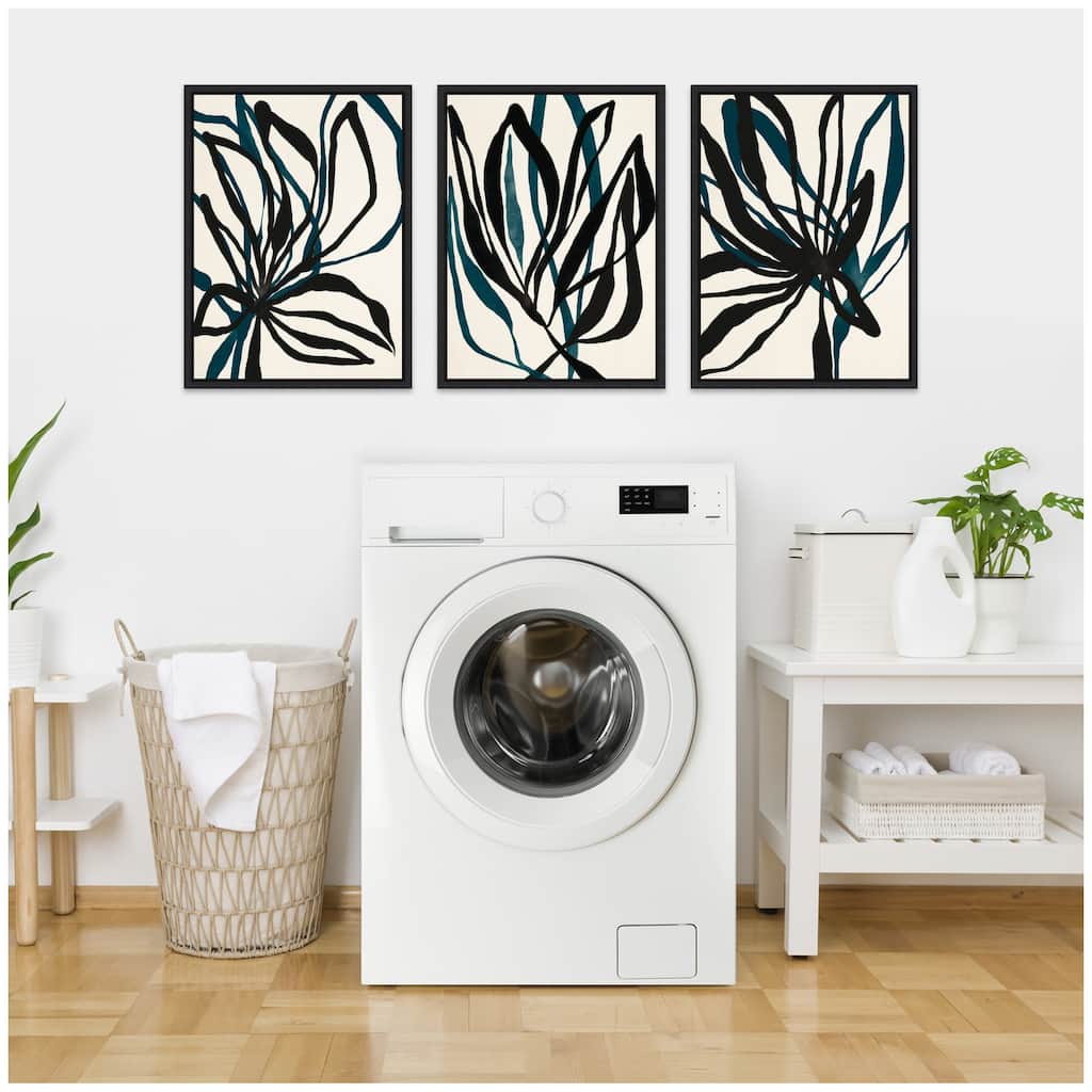 Kate and Laurel Sylvie Modern Floral 1, 2 and 3 Framed Canvas Art Set by Alicia Bock