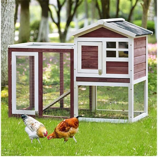 47.8in Wooden Chicken Coop Bunny Hutch Poultry Cage Habitat - Bed Bath ...