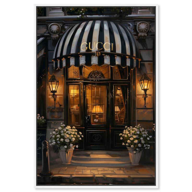 Elegant Night Time Store Visit Canvas by Art Remedy - White - 36" x 54"