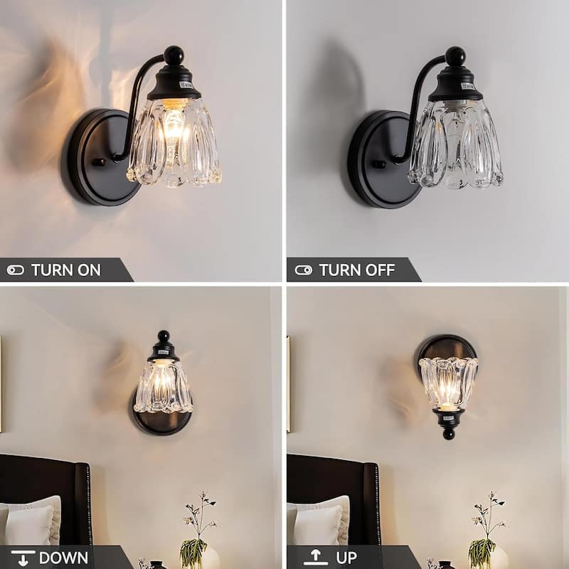 1-light wall light black bathroom light glass porch light