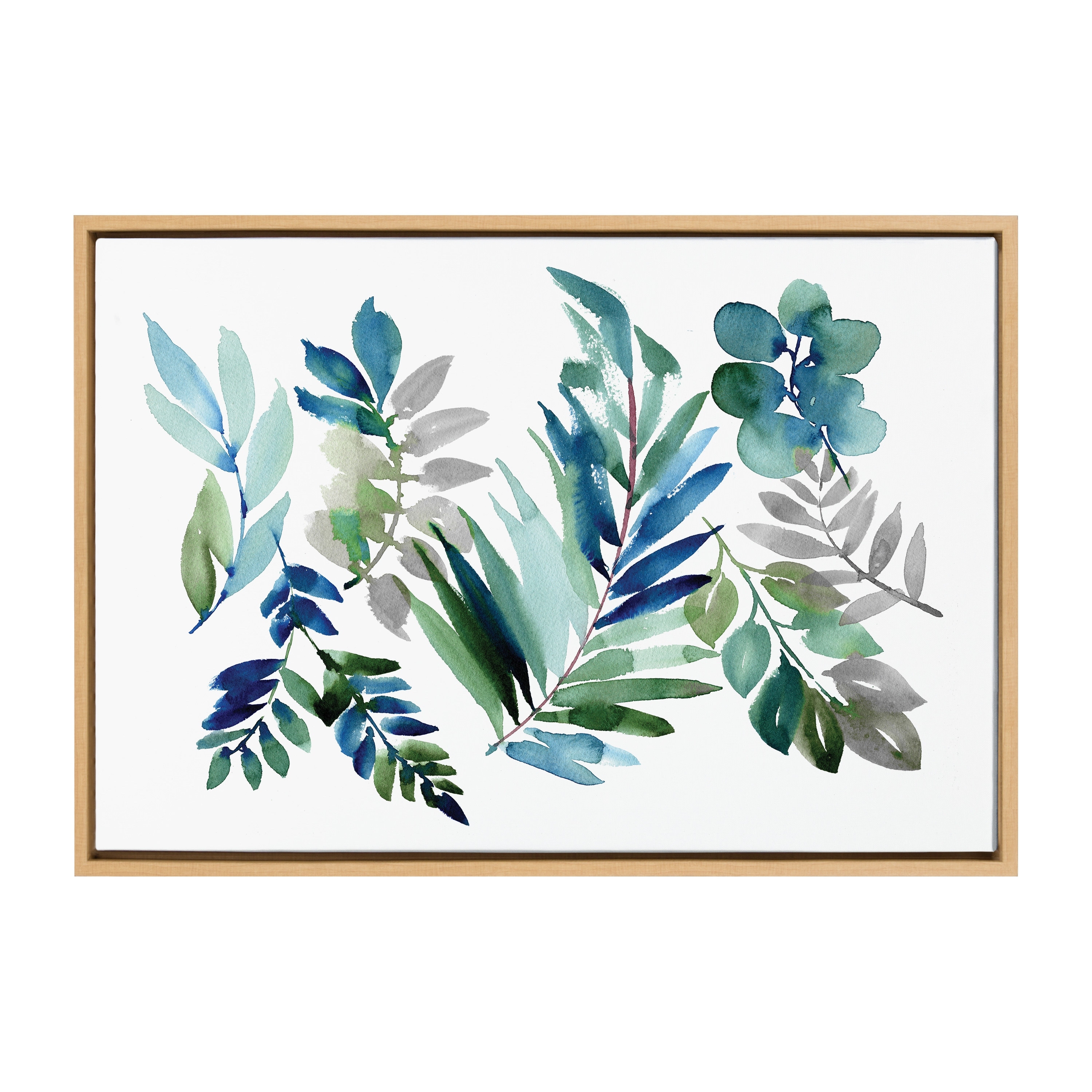 Kate and Laurel Sylvie Tropic Leaves Blue Framed Canvas by Sara Berrenson  On Sale Bed Bath  Beyond 33937652