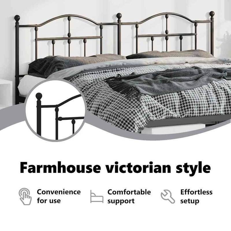 vidaXL 38.2 Inch Metal Headboard, Farmhouse Rustic Headboard Only