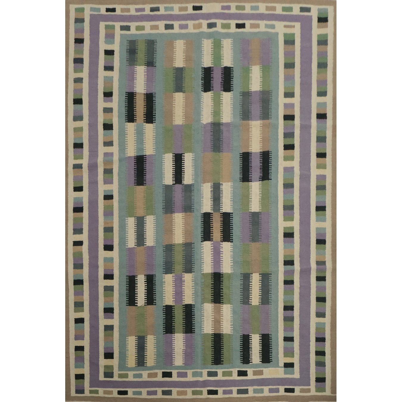 Hand Woven Oriental 100% Wool Carpet Southwestern Modern Multi-Colored Kilim Area Rug - 10' 2'' X 8' 5''