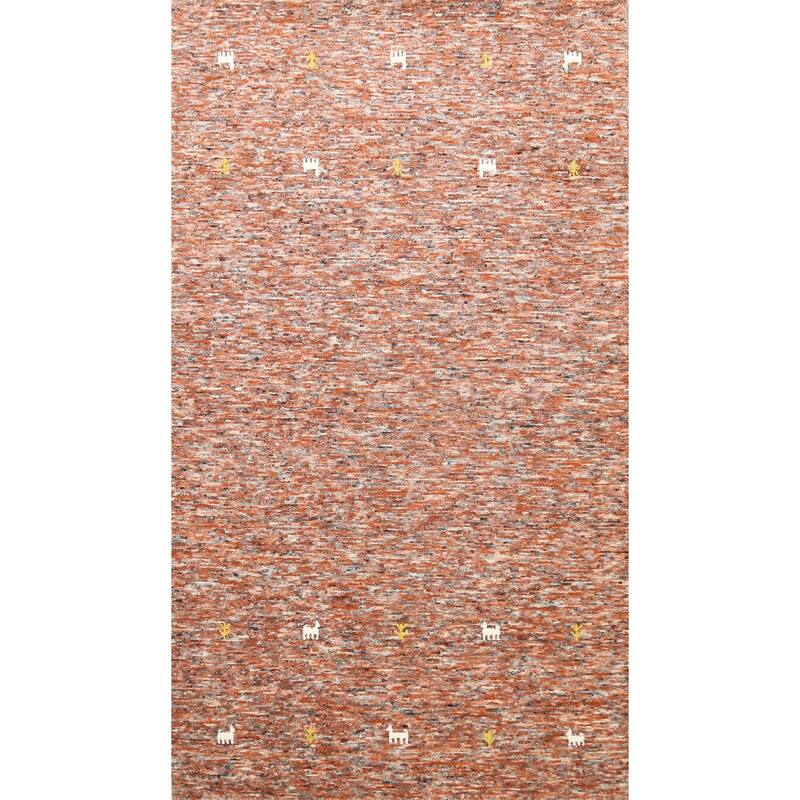 Hand Knotted Oriental 100% Wool Carpet Tribal Abstract Multi-Colored Gabbeh Area Rug - 8' 0'' X 5' 1''