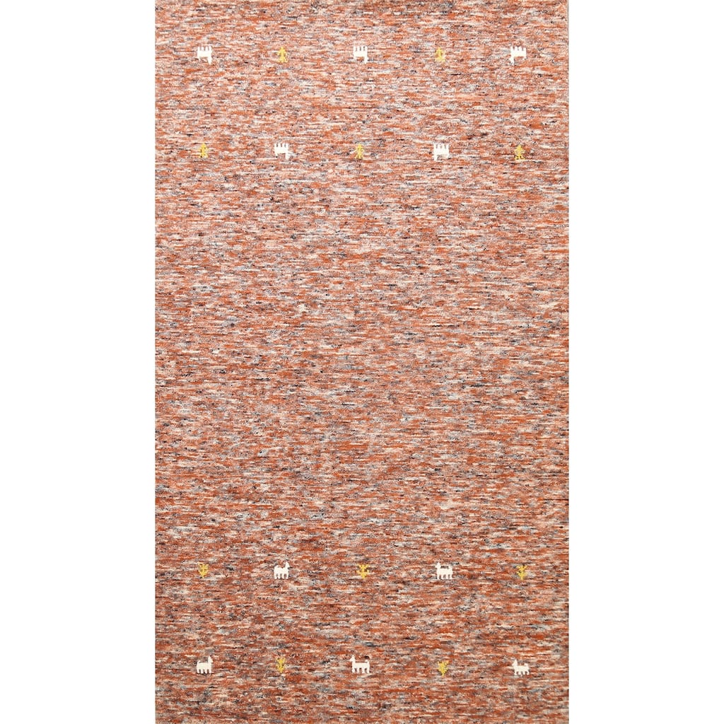 Hand Knotted Oriental 100% Wool Carpet Tribal Abstract Multi-Colored Gabbeh Area Rug - 8' 0'' X 5' 1''