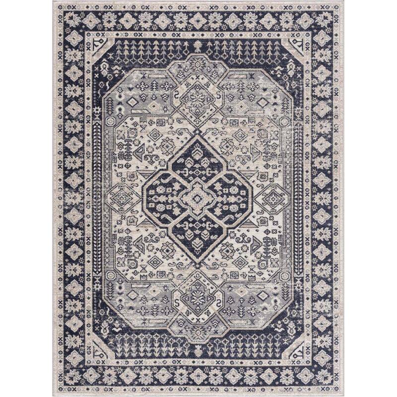 Hauteloom Cabacungan Hallway, Kitchen Machine Washable Runner Rug - Black, Taupe, Peach - 2'7" x 7'3"