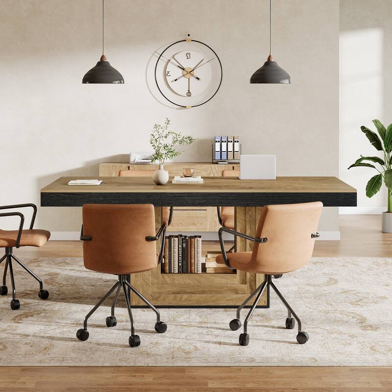 Large Rectangular Conference Table with Sturdy Base