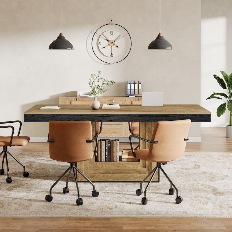 Modern Conference Table, Meeting Table for 4-6 People - Brown/Black