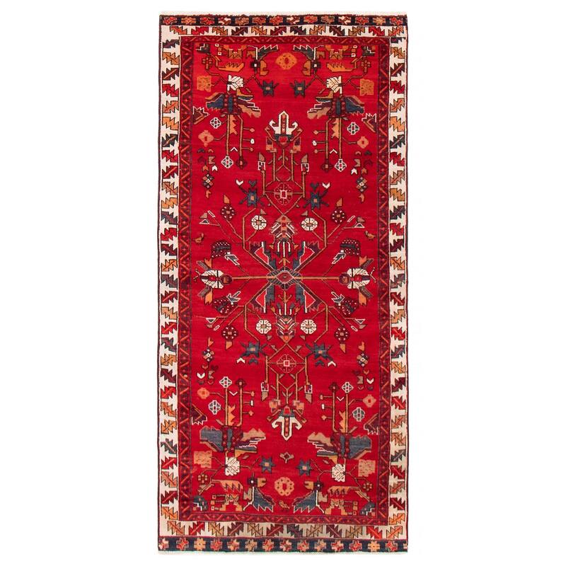 ECARPETGALLERY Hand-knotted Melis Vintage Red Wool Rug - 3'5 x 7'4 - Red - 3'5 x 7'4