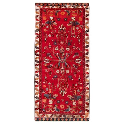ECARPETGALLERY Hand-knotted Melis Vintage Red Wool Rug - 3'5 x 7'4