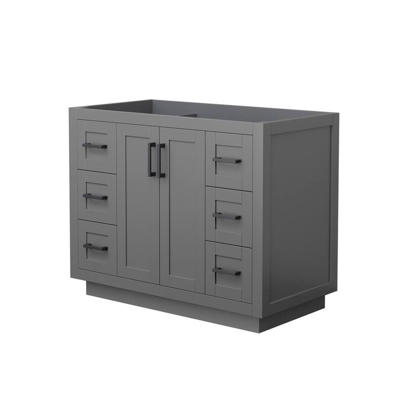 Wyndham Collection Miranda 42" Single Free Standing Vanity Cabinet - Dark Gray / Matte Black Hardware