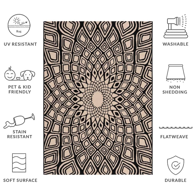 SAFAVIEH Courtyard Misako Indoor/ Outdoor Waterproof Patio Backyard Rug