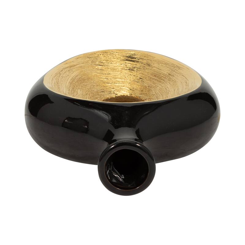 Modern Ceramic Textured Oval Cut-Out Vase - Home Decor - 13"