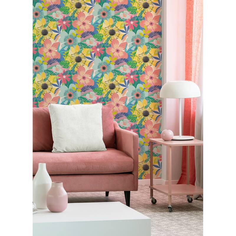 Janis Pastel Floral Riot Wallpaper