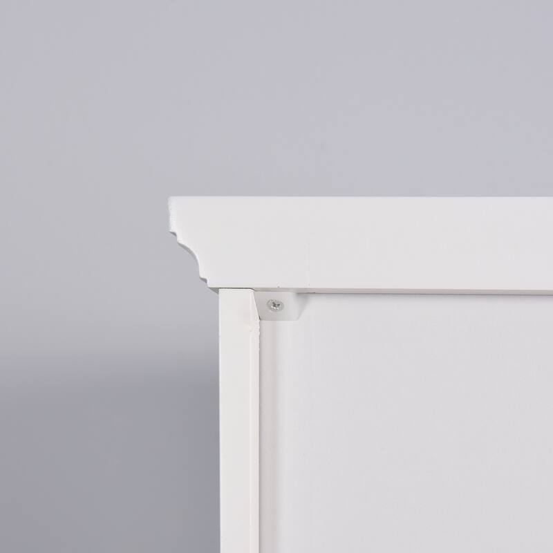 Modern White Wood Free-standing Assembled Cabinet with 2 Doors and 6 Shelfs