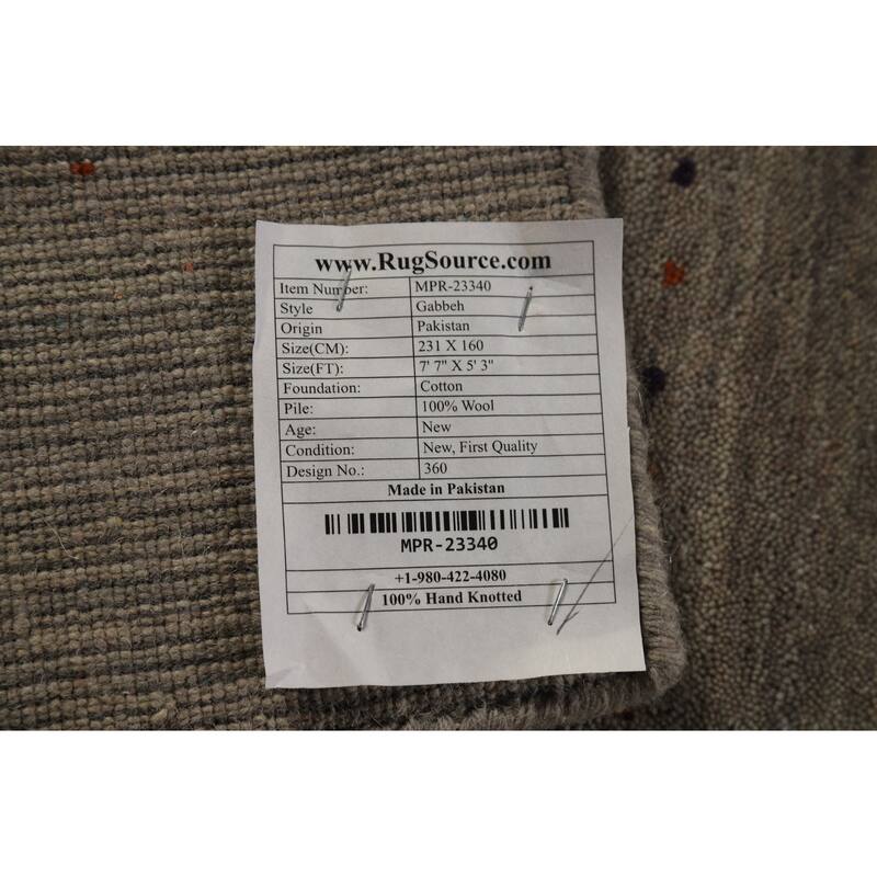 Animals Tribal Gabbeh Area Rug Hand-Knotted Wool Carpet - 5'3" x 7'7"