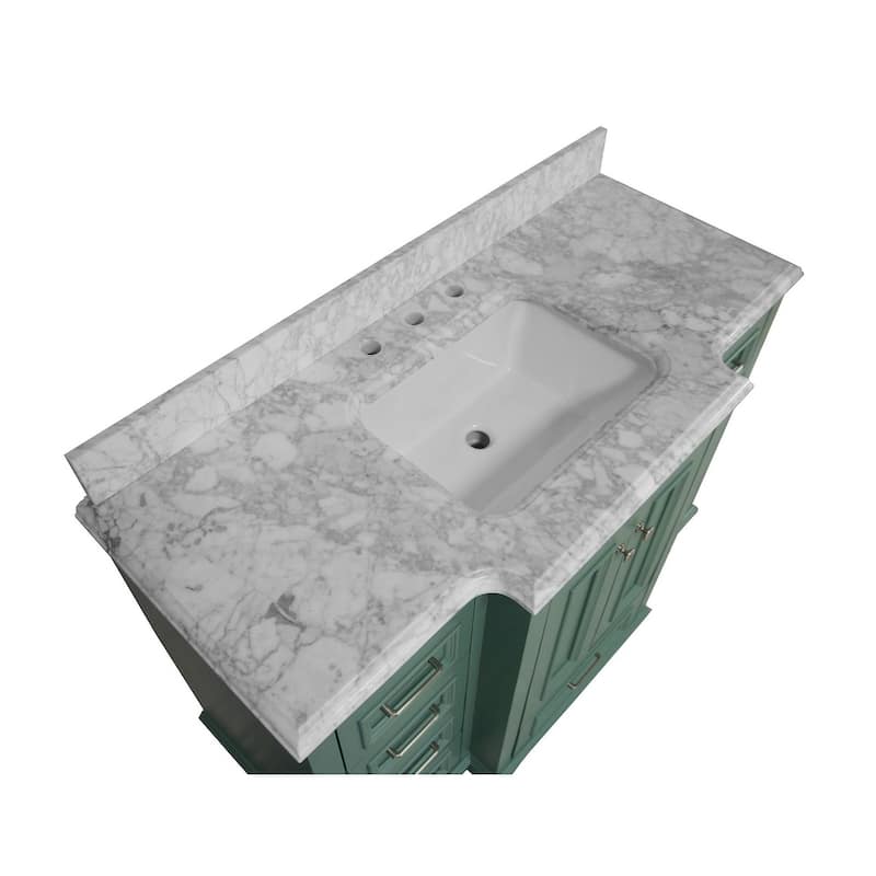 KitchenBathCollection Nantucket 48" Bathroom Vanity with Carrara Marble Top