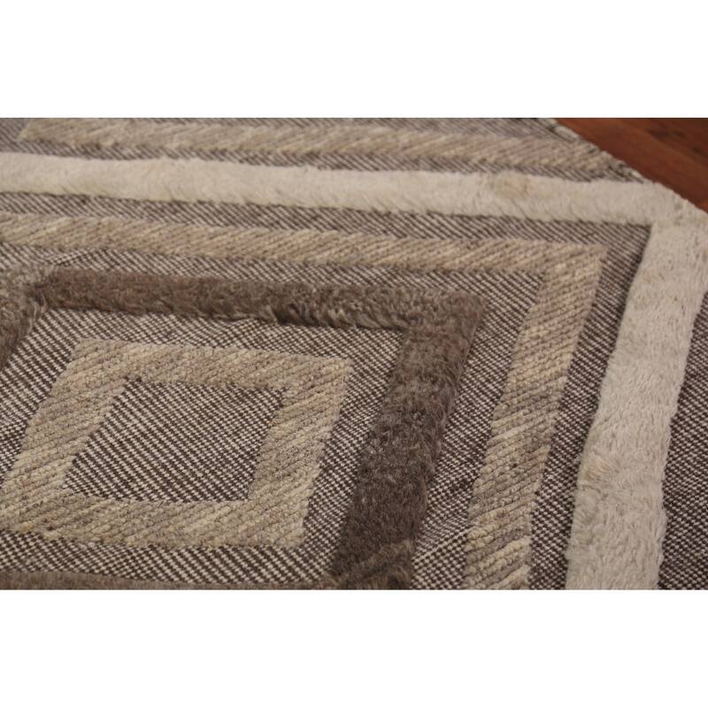 Geometric Modern Moroccan Indian Area Rug Handmade Wool Carpet - 5'1" x 8'1"