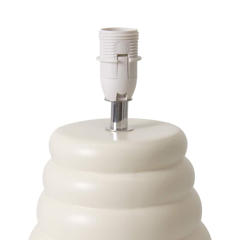 Stacked Ceramic Mini Table Lamp with Fabric Drum Shade Modern Sculptural Accent Lighting Compact Design