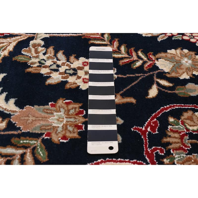ECARPETGALLERY Hand-knotted Nain Dark Navy Silk, Wool Rug - 9'1 x 12'2