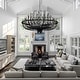 preview thumbnail 14 of 29, Modern Farmhouse Candle Chandelier Black Large Wagon Wheel Chandeliers