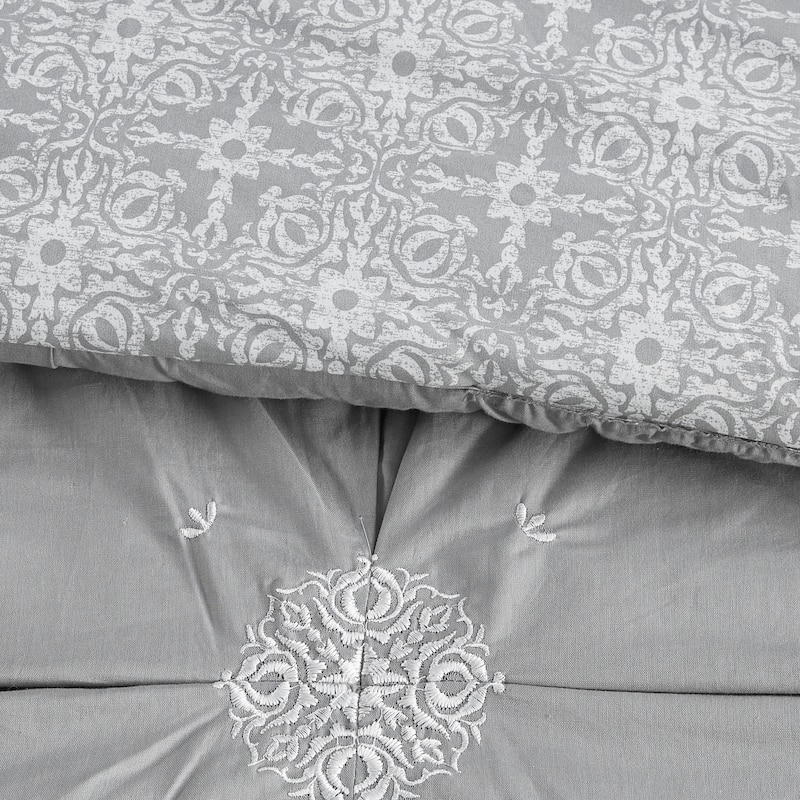 Madison Park Edna Embroidered Cotton Reversible Duvet Cover Set
