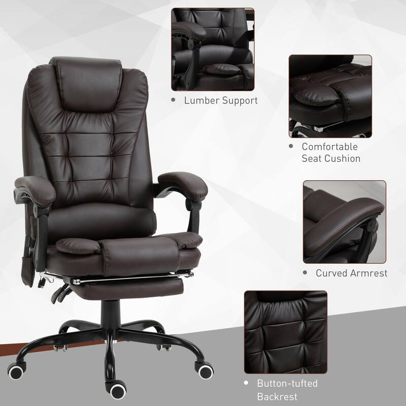 7-Point Vibrating Massage Office Chair with Reclining Back, Footrest, and Adjustable Height for Ultimate Comfort