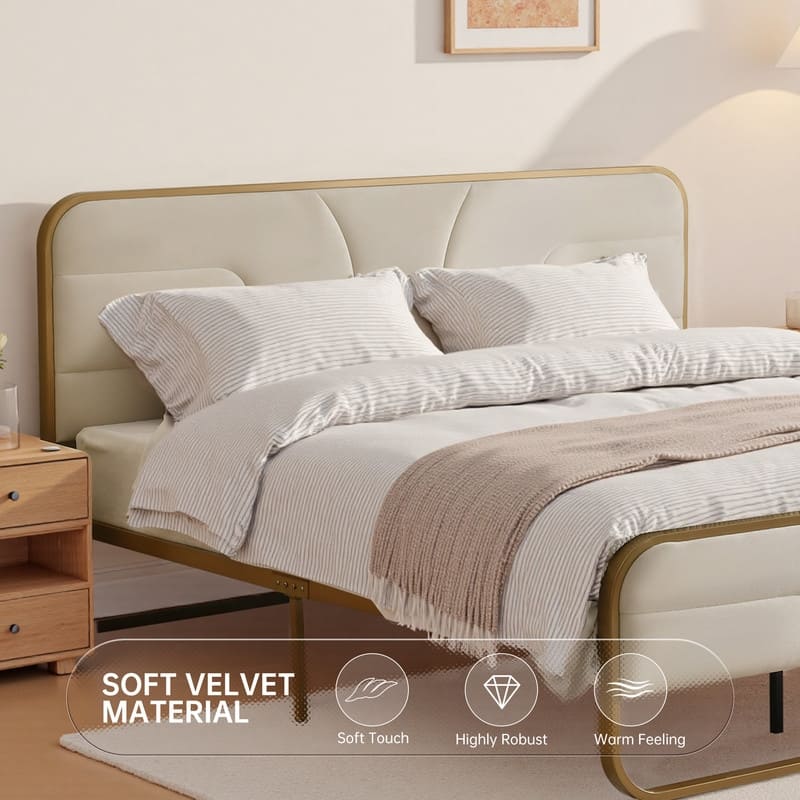 Modern Velvet Platform Bed