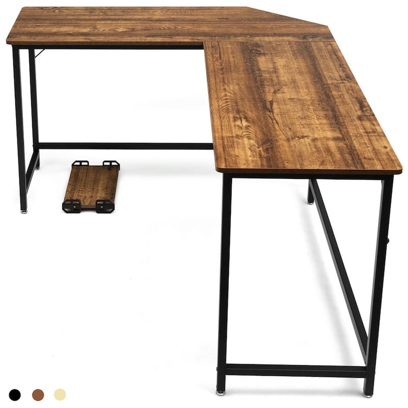Costway L-Shaped Computer Desk Corner Workstation Study Gaming Table