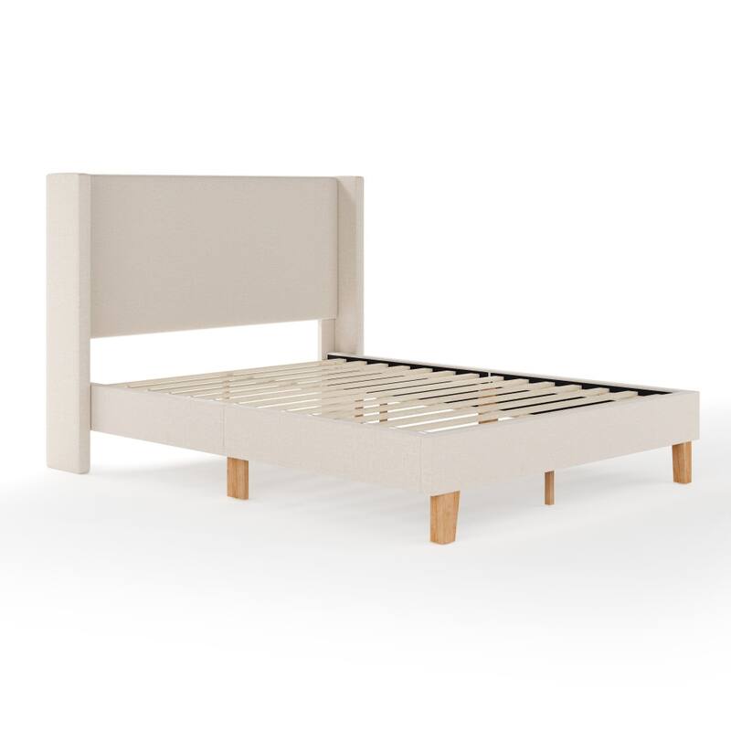 Martha Stewart Upholstered Platform Bed with Wingback Headboard