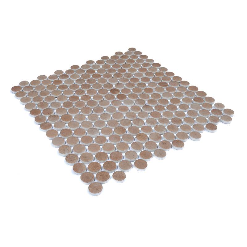 Lucenza 12x12 in. Matte Recycled Glass Penny Round Mosaic Wall and Floor Tile (10.56 sq ft/case, 12-Pack)