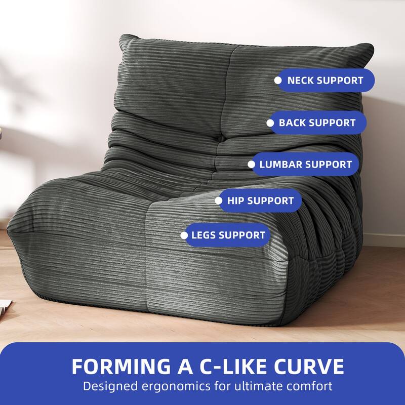 Moasis Cordury Fireside Bean Bag Chairs with Memory Foam for Adults