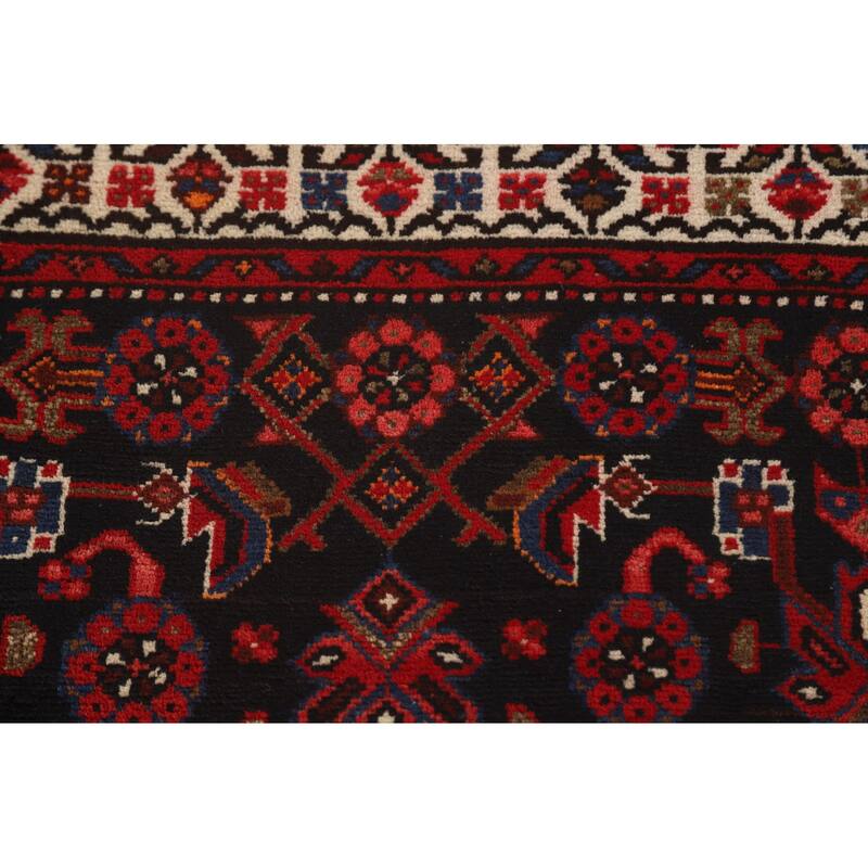 All-Over Hamedan Persian Vintage Runner Rug Hand-Knotted Wool Carpet - 3'8" x 10'2"