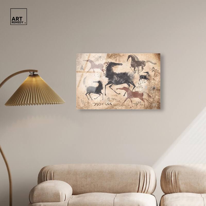 Cave Drawing Horses Acrylic by Art Remedy, Ready to Hang