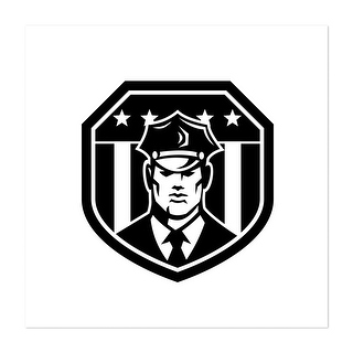 Digital American Black White Cars Flags Police Retro Art Print/Poster ...