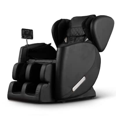 Black Zero Gravity Full Body Massage Chair with Air Pressure, Heated Foot Rollers & Bluetooth, Fully Adjustable Recliner