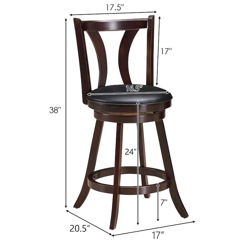 Gymax Set of 4 Swivel Bar stool 24'' Counter Height Leather Padded - See Details