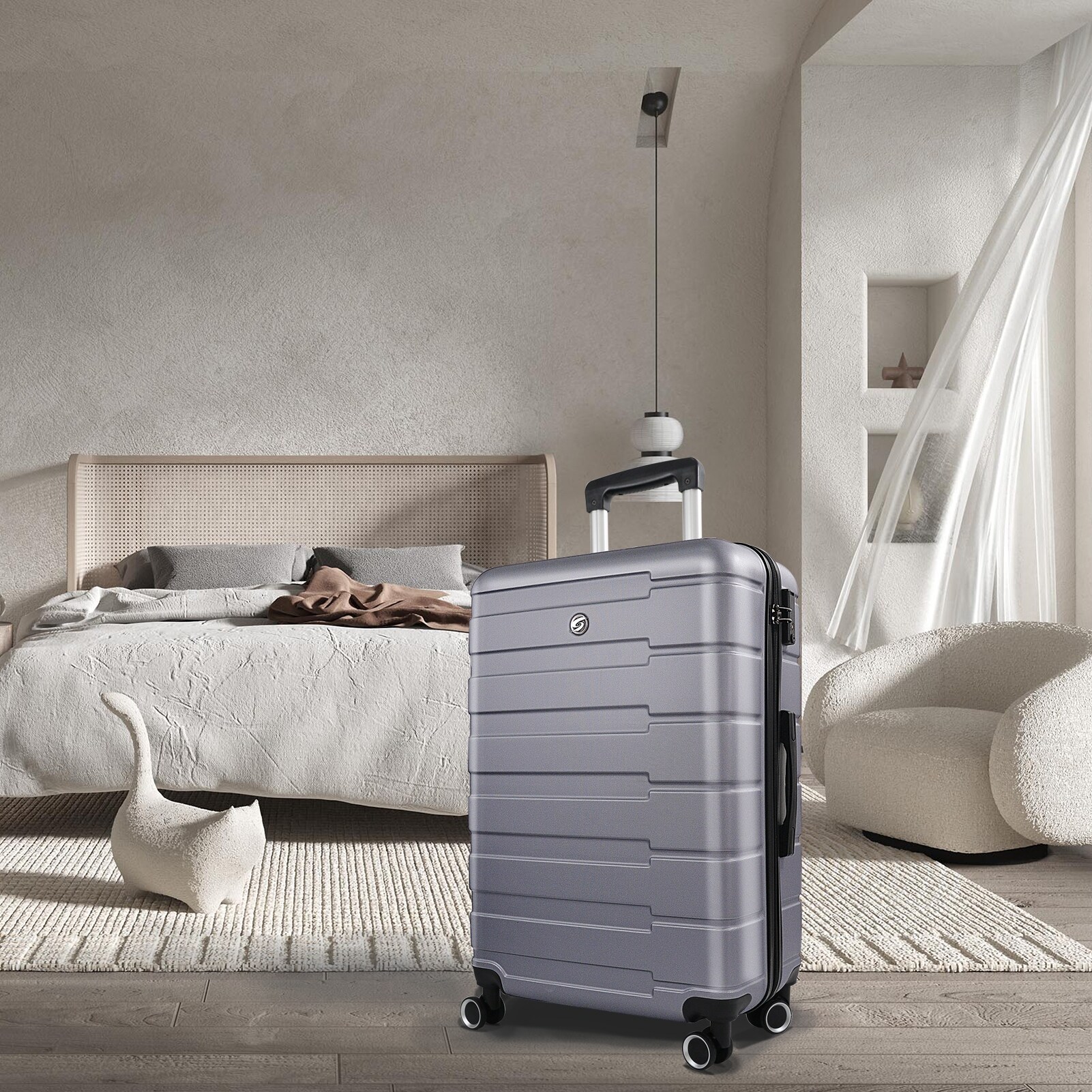Large Suitcase with Spinner Wheels ABS Hardshell Suitcase Checked Luggage Travel Luggage with TSA Lock and Telescopic Handle